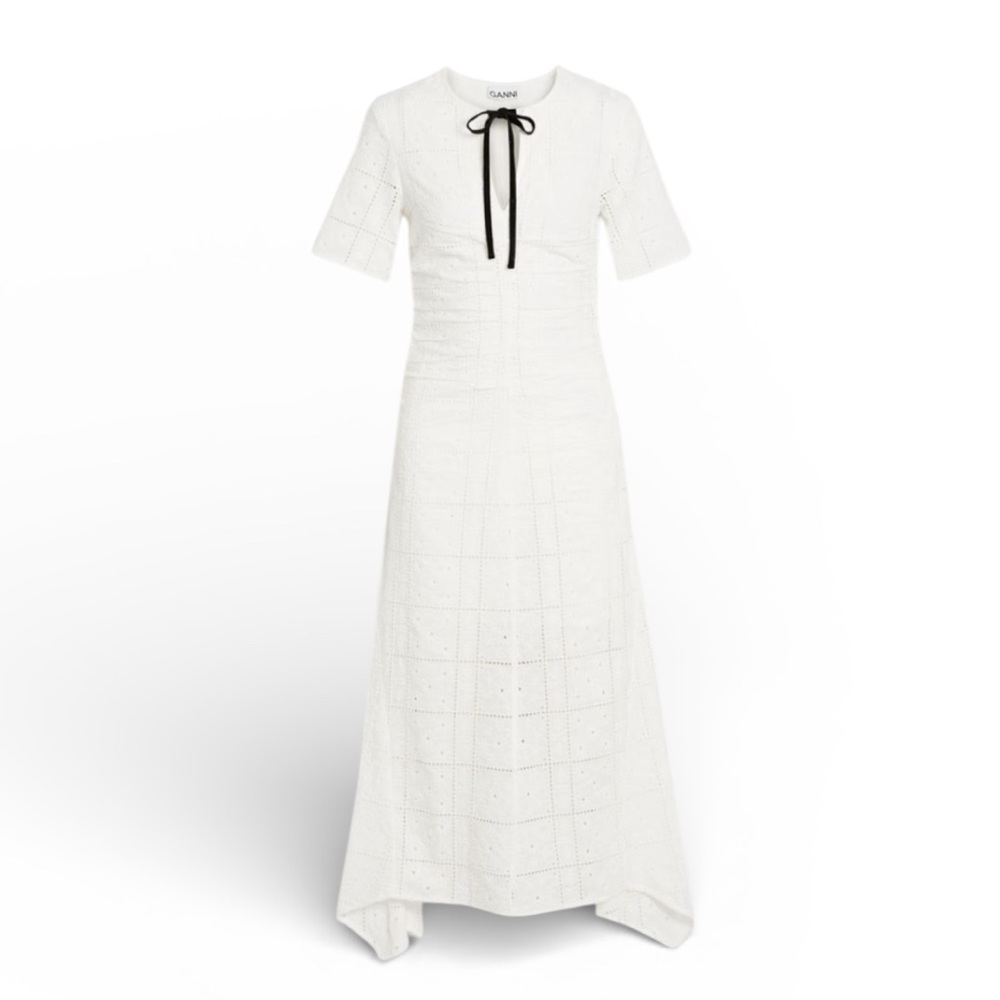 NEW NWT GANNI Broderie anglaise Midi Eyelet Dress